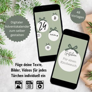 Digitaler Adventskalender personalisiert für Whatsapp Adventskalender png Canva Vorlage Advents Kalender digital Weihnachtskalender download