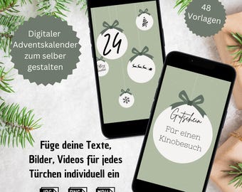 Digitaler Adventskalender personalisiert für Whatsapp Adventskalender png Canva Vorlage Advents Kalender digital Weihnachtskalender download
