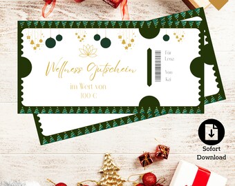 Wellness Gutschein Weihnachtsgeschenk für sie Gutschein für Weihnachten Geschenk Wellnessgutschein download Gutschein Wellness Geschenk