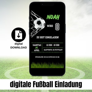 digitale Einladung Fußball Whatsapp Einladung Fussball Einladungskarte personalisiert Fußball Kindergeburtstag eCard Geburtstagskarte DIY