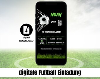 digitale uitnodiging voetbal Whatsapp uitnodiging voetbal uitnodigingskaart gepersonaliseerde voetbal kinderverjaardag eCard verjaardagskaart DIY