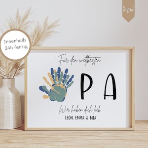 Gift Grandpa Birthday Grandpa Birthday Gift Grandfather Birthday Personalized Handprint Grandchildren Gift DIY Gift Digital
