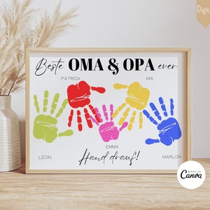 Gift Grandma Birthday Grandpa Birthday Gift Grandparents Birthday Personalized Handprint Grandchildren Gift DIY Gift Digital