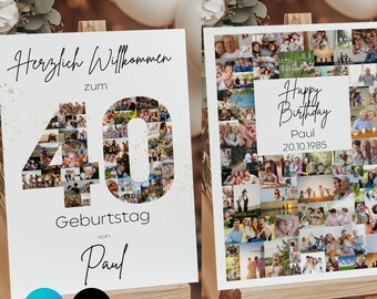 40th Birthday Gift Photo Collage: Digital template as a collage for inserting your own photos with Canva