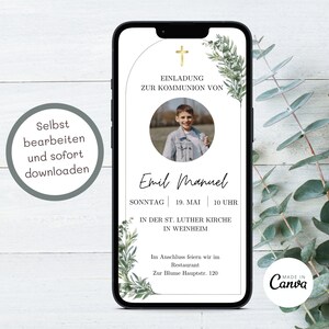 Einladung Kommunion Einladung digitale Kommunionseinladung Junge Einladungskarten Kommunion Whatsapp personalisiert Einladung eCard Mädchen