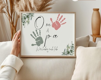 Gift Grandma Birthday Grandpa Birthday Gift Personalized Handprint Grandchildren Gift DIY Craft Digital Print Footprint