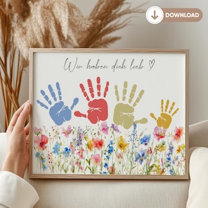 Geschenk Oma Geburtstag Oma Geburtstagsgeschenk Großmutter Geburtstag personalisiert Handabdruck Enkelkinder Geschenk DIY Geschenk Digital