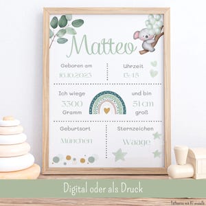 Geschenk Geburt, Geburtsposter für Junge oder Mädchen: mit Geburtsdaten und Namen personalisiertes Poster als Digital oder als Druck