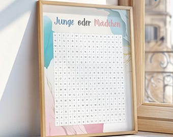 Baby Shower Birth Gender Reveal Baby Party Pregnancy Puzzle Guessing Game Boy Girl Baby Shower Game German Digital Download