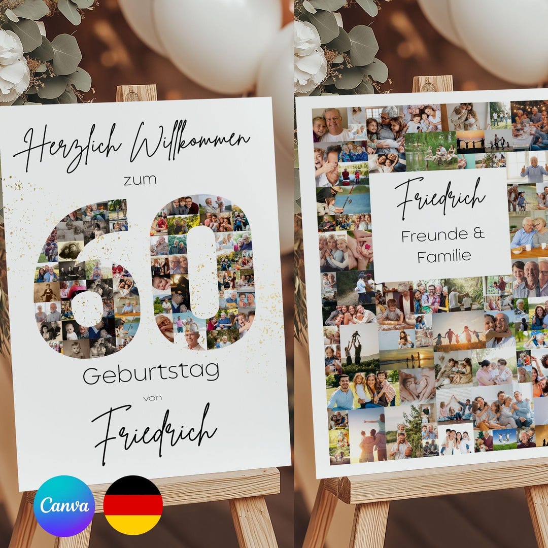 Inset Collage Poster 60th Birthday Photo Collage Easel: Digital Template as a Collage ...