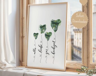 Wedding gift digital money gift wedding wedding poster DIY gift for the bride and groom money last-minute instant download DIY