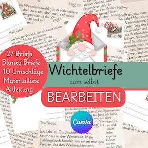 Wichtel Wichtel letters editable Download Wichteltür ideas 24 letters edit print Christmas gnome Wichtel digital Wichtelpost