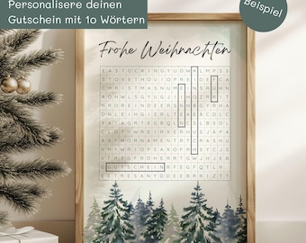 Personalisiertes Rätsel als digitaler Download: Gutschein mit 10 eigenen Wörtern