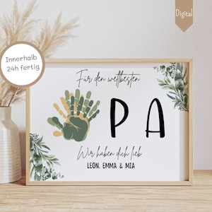 Gift Grandpa Birthday Grandpa Birthday Gift Grandfather Birthday Personalized Handprint Grandchildren Gift DIY Gift Digital