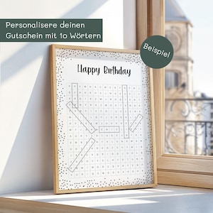 Puzzle de cupón personalizado Cupón personalizado Plantilla de cupón regalo Descargar PDF imprimible Cumpleaños Sorpresa boho