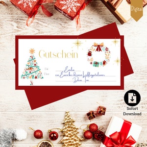 Gutschein Weihnachten Geschenkgutschein Weihnachtsgeschenk Gutschein für Weihnachten Last Minute Geschenk Gutschein digital drucken