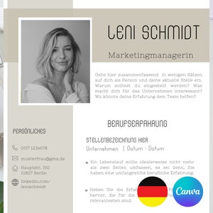 Lebenslauf Vorlage Bewerbungsvorlage deutsch Bewerbung Lebenslauf professionell Bewerbung Vorlage Canva modern Schüler Anschreiben Digital
