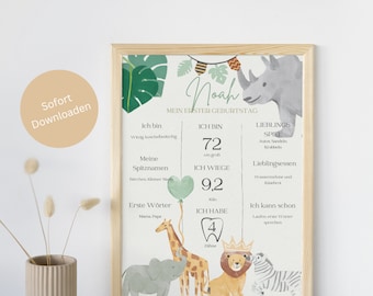 Milestone Board 1st Birthday Wild One Birthday Milestone Board Safari Animals Milestone Poster Safari Birthday