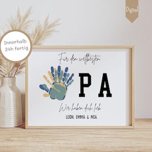 Gift Grandpa Birthday Grandpa Birthday Gift Grandfather Birthday Personalized Handprint Grandchildren Gift DIY Gift Digital