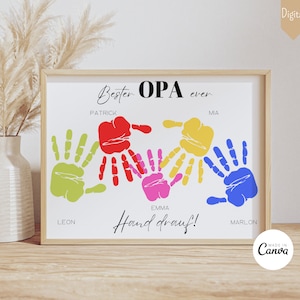 Gift Grandpa Birthday Grandpa Birthday Gift Grandfather Birthday Personalized Handprint Grandchildren Gift DIY Gift Digital