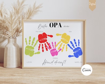 Gift Grandpa Birthday Grandpa Birthday Gift Grandfather Birthday Personalized Handprint Grandchildren Gift DIY Gift Digital