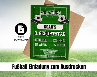 digitale Einladung Fußball Karte Einladung Fussball Einladungskarte personalisiert Fußball Kindergeburtstag eCard Geburtstagskarte DIY Druck