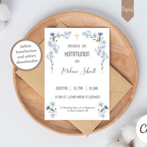 Invitación Comunión Invitación digital Invitación Comunión Niño Tarjetas de invitación Tarjeta de decoración Comunión personalizada Invitación descargar DIY