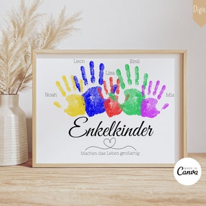 Gift Grandma Birthday Grandpa Birthday Gift Grandparents Birthday Personalized Handprint Grandchildren Gift DIY Gift Digital