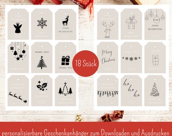 Etichette regalo Etichette regalo personalizzate di Natale Etichette regalo digitali download Etichette regalo di Natale Etichette regalo fai da te