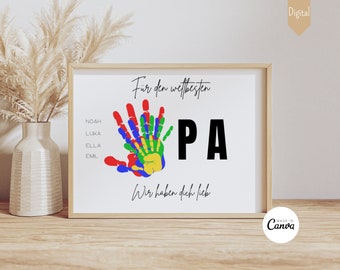 Gift Grandpa Birthday Grandpa Birthday Gift Grandfather Birthday Personalized Handprint Grandchildren Gift DIY Gift Digital