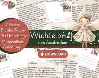 Wichtel Wichtel lettres Télécharger Wichtel porte idées 24 lettres modèle imprimable gnome de Noël Calendrier de l’Avent numérique Wichtel accessoires