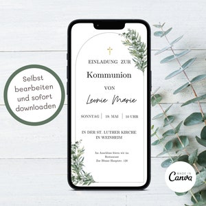 Einladung Kommunion Einladung digitale Kommunionseinladung Junge Einladungskarten Kommunion Whatsapp personalisiert Einladung eCard DIY