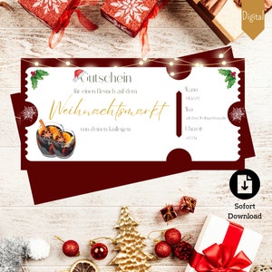 Geschenkgutschein personalisiert Weihnachtsgeschenk Gutschein für Weihnachten Gutschein Weihnachtsmarkt Gutschein Glühwein Zeit statt Zeug