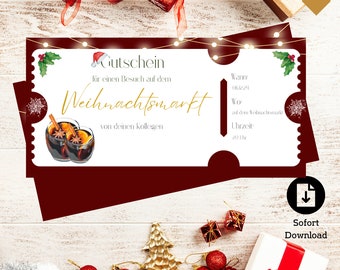 Gift voucher personalized Christmas gift voucher for Christmas voucher Christmas market voucher mulled wine Time instead of stuff