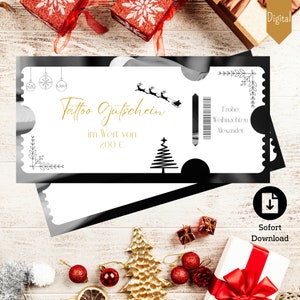 Tattoogutschein Weihnachtsgeschenk Gutschein für Weihnachten Tattoo Gutschein download Tattoo Geschenk für Weihnachten Gutschein download