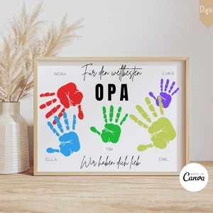 Gift Grandpa Birthday Grandpa Birthday Gift Grandfather Birthday Personalized Handprint Grandchildren Gift DIY Gift Digital