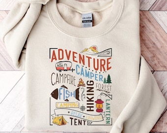 Camping Sweatshirt: Adventure Camper Graphic Crewneck