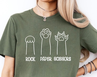 Rock Paper Scissors Shirt, Funny Cat Paw Shirt, Unisex Shirt for Cat Lover, Cat Owner Sweater, Cat Paws Shirts, Pet Lover, Gift for Cat Mom