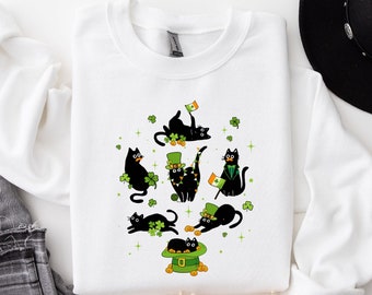 Funny Cats St. Patrick's Day Sweatshirt: Shamrock Cat Mom Shirt