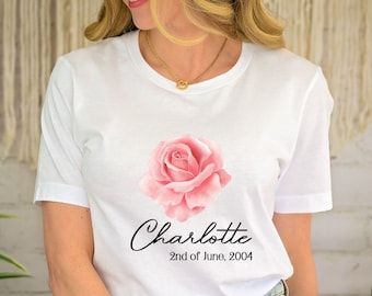 Chemise florale personnalisée pour le mois de naissance : cadeau d'anniversaire
