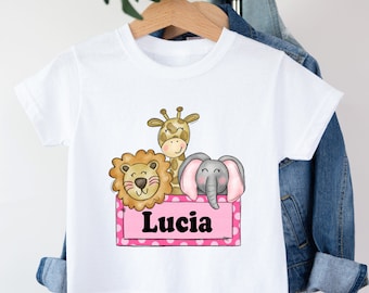 Custom Name Zoo Animals Shirt, Cute Toddler Kids Shirt