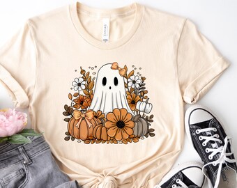 Cute Halloween Ghost T-Shirt, Pumpkin Fall Tee