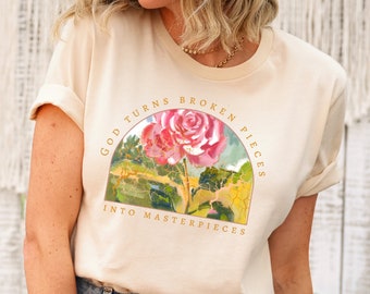 God Turns Broken Pieces T-Shirt: Christian Faith Graphic Tee