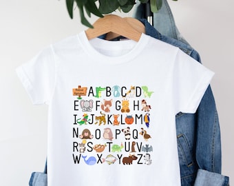 Animal Alphabet Kids Shirt: ABC Toddler Tee, Homeschool Gift