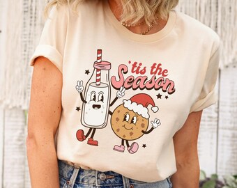 Tis The Season Christmas Shirt: Milk and Cookies Holiday Tee