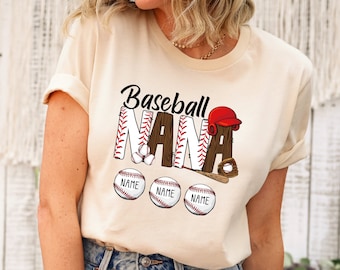Custom Baseball Mama Shirt with Kids Names, Mother's Day Gift