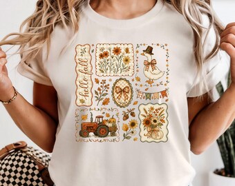 Comfort Colors Fall Tractor Duck Shirt, Boho Farmhouse Autumn Vibes Tee