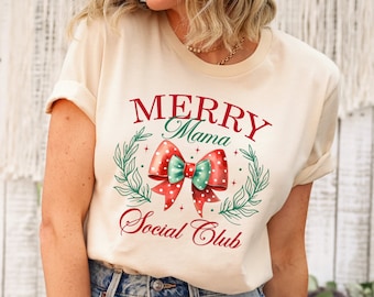 Coquette Christmas Mama Shirt: Holiday Bow Tee