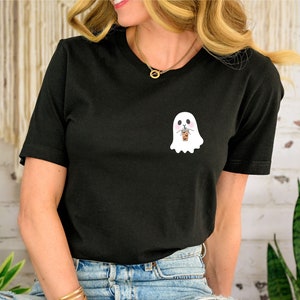 Little Ghost Ice Coffee T-Shit, Cute Spooky Coffee shirt, Halloween tee, Halloween Coffee shirt, Ghost Halloween shirt, Kids Halloween shirt
