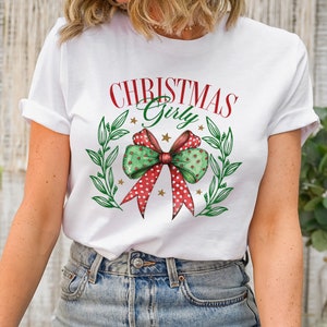 Christmas Girly Shirt, Christmas Coquette Bow Shirt, Red Bow Christmas Tshirt, Christmas Sweater, Holiday Season, Gift For Christmas